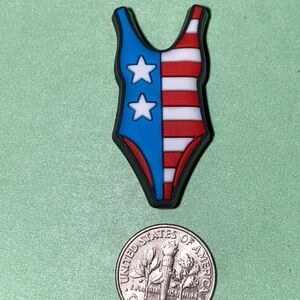 (10 for $15) Swimming Suit w/ US Flag Themed Patriotic Summer Crocs Charms